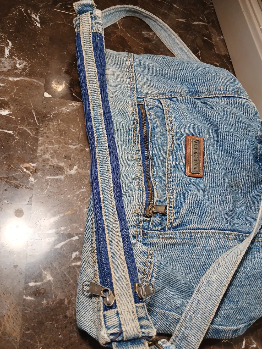 Y2k Faded Glory Light Blue Denim Messenger Bag with Adjustable Strap